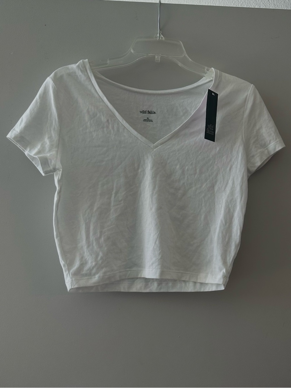 Wild Fable Women's White V-Neck Crop Tee